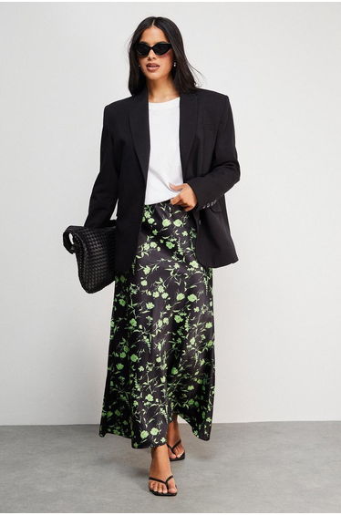 HCD Print Satin Bias Skirt