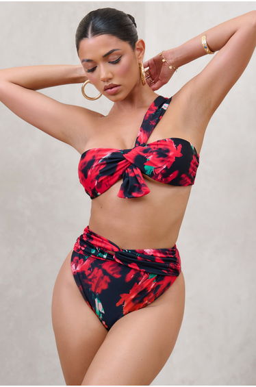 High Tide | Multi Print High Waisted Twist Front Bikini Bottoms