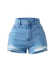PRETTYLITTLETHING Shape Bleach Wash Distressed Hem Denim Shorts - 5