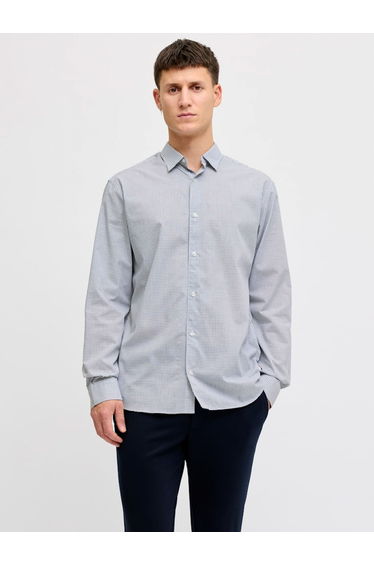 White Gavin Checked Spread Collar Shirt