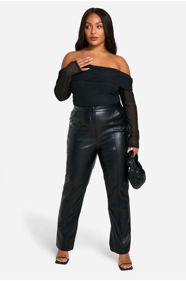 plus Slash Neck Mesh Long Sleeve Top