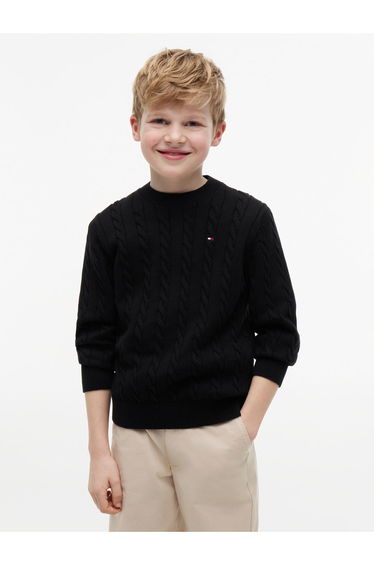 Cotton Cable Sweater Black
