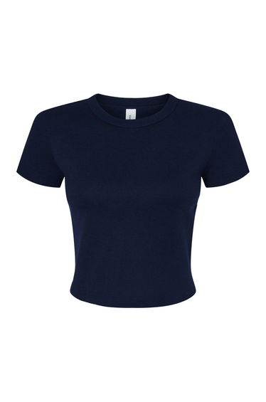 Bella + Canvas Womens/Ladies Micro-Rib Crop T-Shirt - Solid Navy