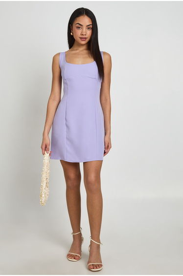 Seam Detail Fitted Mini Dress - lilac