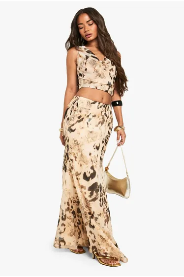 Animal Chiffon Maxi Skirt - animal