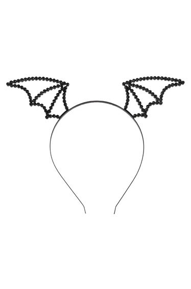 Rhinestones Bat Wing Metal Headband in Black