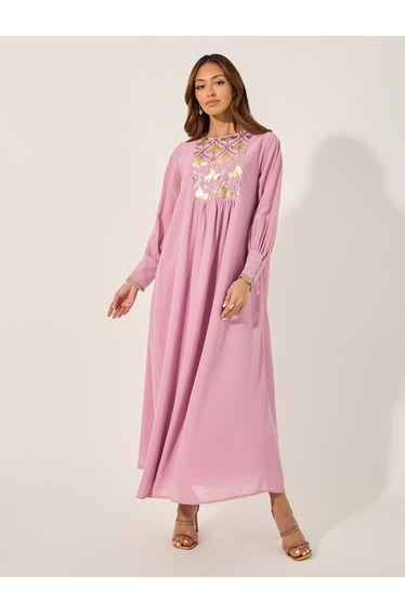 Embellished Sequins Pleated A-Line Jalabyia
