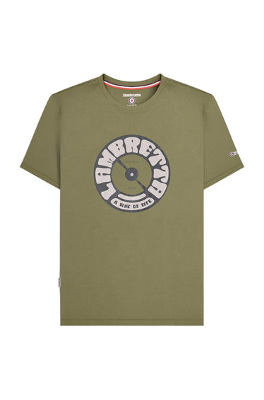Lambretta Mens Vinyl Record T-Shirt - Khaki