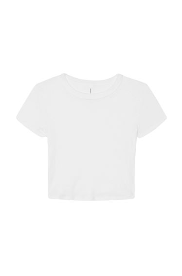 Bella + Canvas Womens/Ladies Micro-Rib Cropped T-Shirt - White