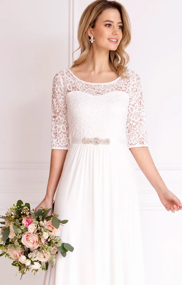 Adriana Gown Floral Embroidered A-Line Maxi Bridal Dress - 3