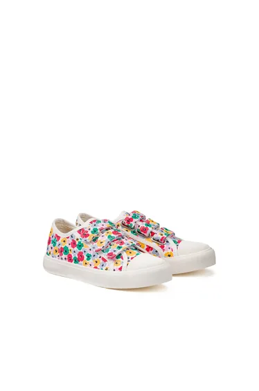 Kids Floral Print Trainers in Canvas with Touch 'n' Close Fastening