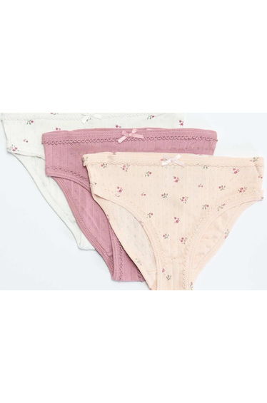 Cute 3-Pack Pointelle Knit Briefs BEIGE