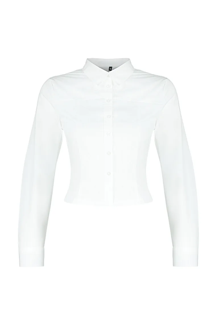 Ecru Fitted Woven Shirt - 6