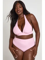 Plus Essentials Plunge Halterneck Bikini Top - pink - 2