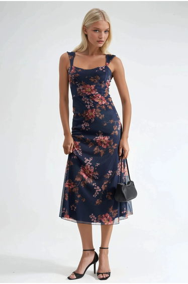 Floral Dress with Heart Collar