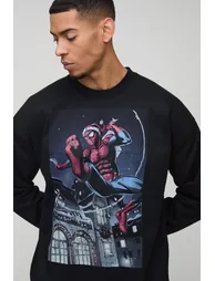 Oversized Spiderman Christmas License Print Sweatshirt - 2