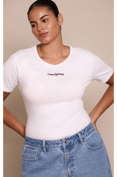 Plus Cream Prettylittlething Short Sleeve Bodysuit