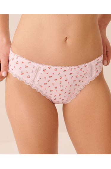 Cotton and Lace Detail Bikini Panty
