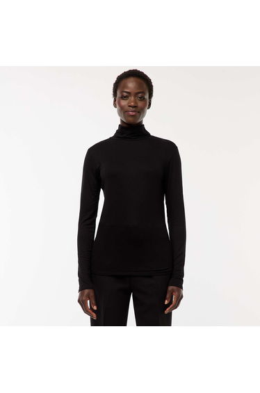 Roll Neck Long Sleeve Top BLACK