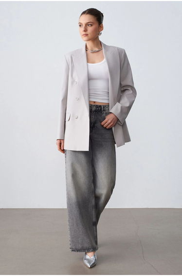 Dilvin Long Crepe Blazer Jacket