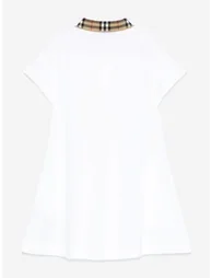 Girls Check Collar Astrid Dress in White - 1