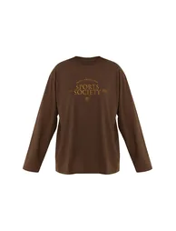 Dark Chocolate Sport Society Cotton Oversized T Shirt - 4