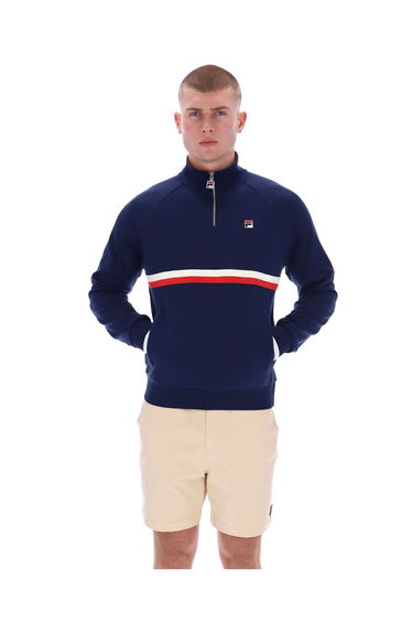 Rolando 1/4 Zip Neck With Laid On Panels Fila Navy/ Gardenia/Fila Red
