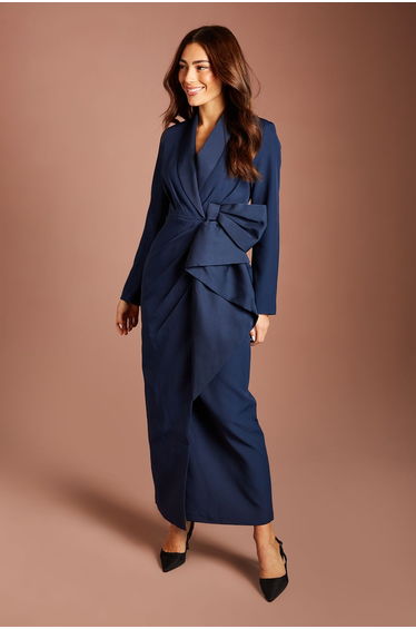 Coast Muse Bow Front Satin Maxi Dress