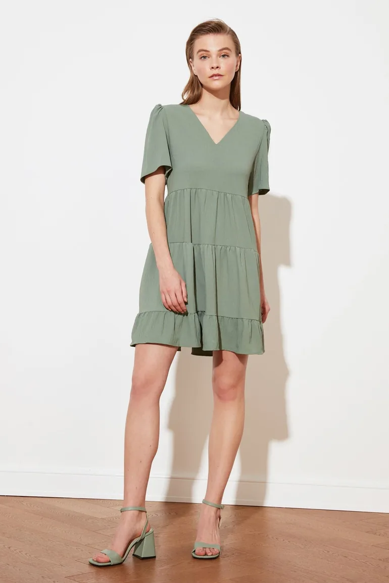 Shop Green A-Line Mini Smock Dress Online in Oman Shop Green A-Line Mini Smock Dress Online in Oman