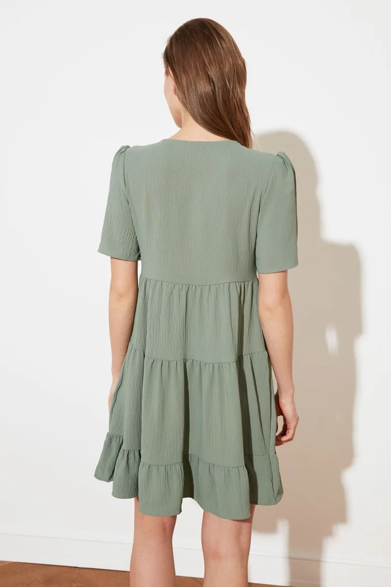 Shop Green A-Line Mini Smock Dress Online in Oman