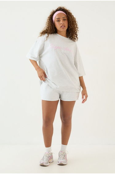 DSGN Studio Script Embroidered Oversized T-Shirt - ash grey