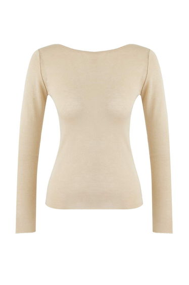 Beige Basic Thin Knit Sweater