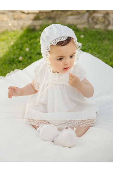 Paz Rodriguez Baby Girls Lace Trim Ceremony Dress in Ivory