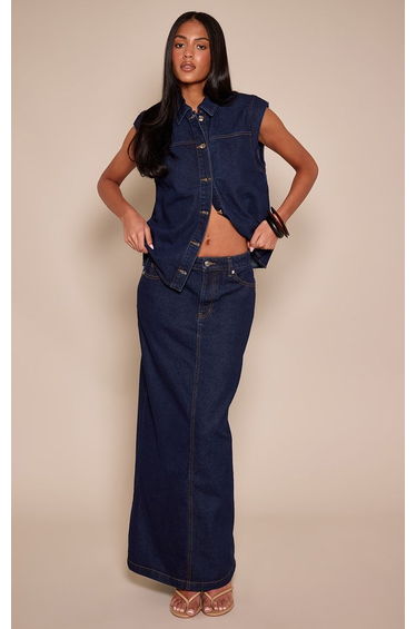 Tall Indigo A Line Denim Maxi Skirt