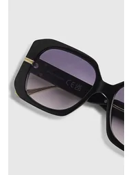 Black Square Metal Trim Detail Sunglasses - 3