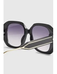 Black Square Metal Trim Detail Sunglasses - 2