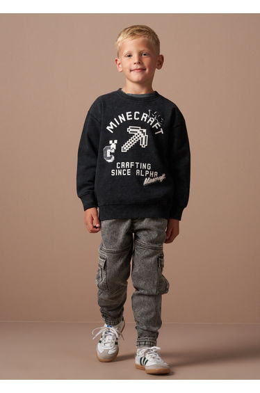 Minecraft Grey Graphic Washed Sweat