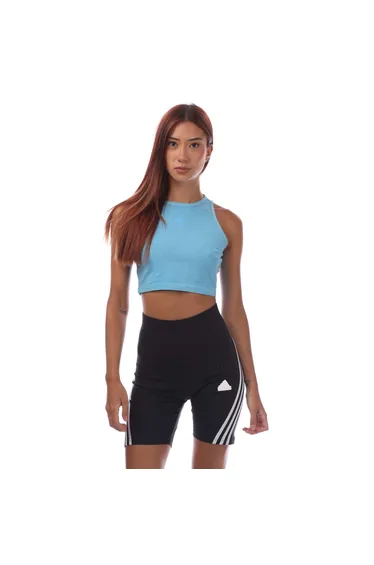 بلوزة رياضة قصيرة نسائي بلا أكمام لون أزرق
