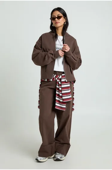 Twill Bomber Jacket - chocolate