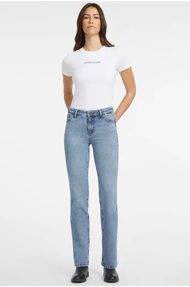 Gj Mid Rise Straight Denim Mid Blue