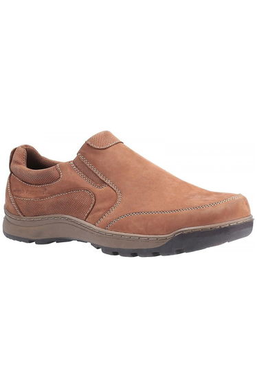 Hush Puppies Mens Jasper Slip On Leather Shoes - Tan