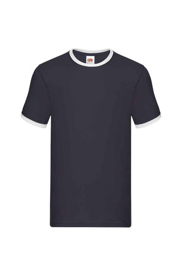 Fruit of the Loom Mens Ringer Contrast T-Shirt - Navy/White