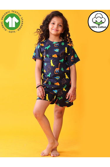 Kids Dinosaur Print Cotton T-Shirt and Shorts Set