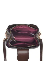 Solid Zip Detail Handbag with Adjustable Strap - 2