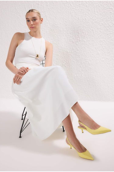 Yellow Patent Leather Pointed Toe Kitten Heels Women Classic Heels Shoes