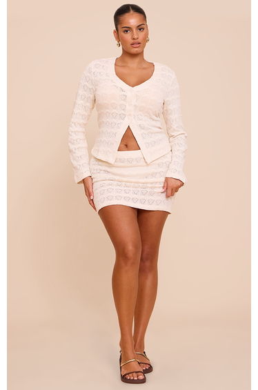 Plus Almond Textured Mid Rise Mini Skirt