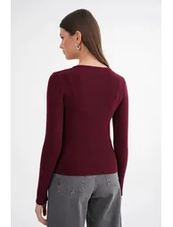 Mixray Buttoned Slim Fit Ribbed Knit Cardigan - 4