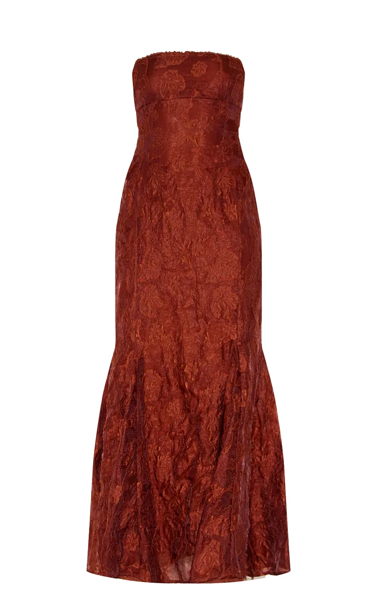 chestnut textured lace up back maxi dress Chestnut Textured Lace Up Back Maxi Dress Prettylittlething Brown : Evening  Dresses : VogaCloset Oman