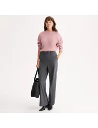 Wide Leg Trousers with High Waist in Stretch Polyviscose