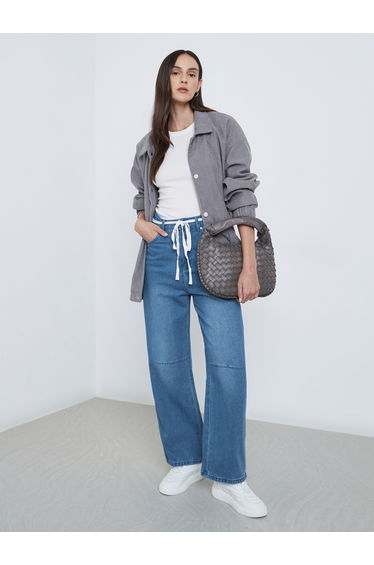 High Rise Cut and Sew Panel Jeans